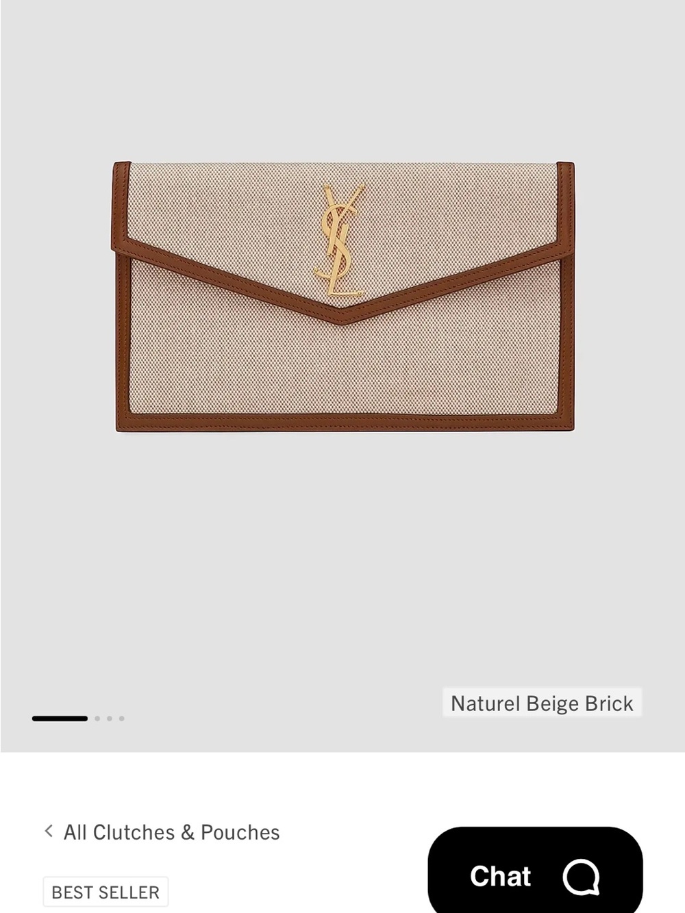 Saint Laurent Beige and Brick Brown Envelope Clutch with Gold YSL